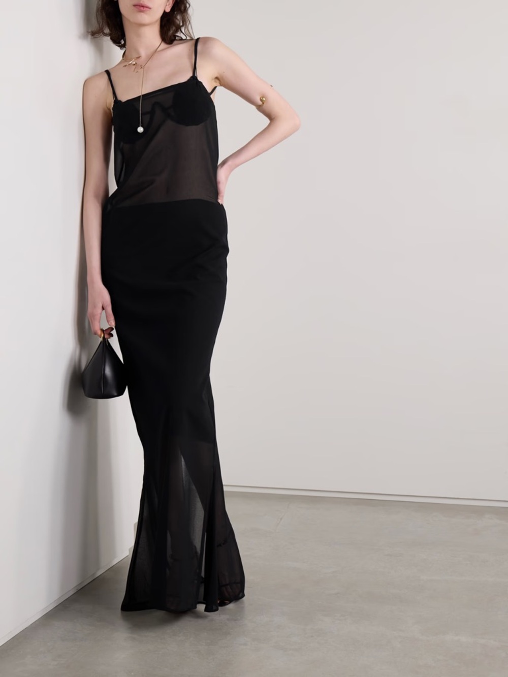 BRAND NEW Jacquemus Black Sheer Slip Dress
